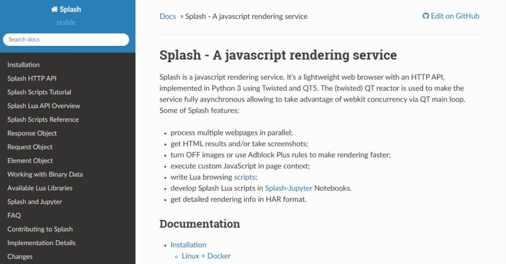 Splash служба рендеринга JavaScript