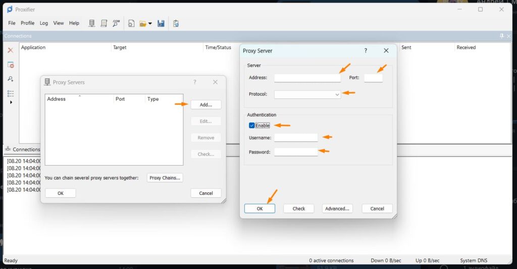 выбор типа прокси