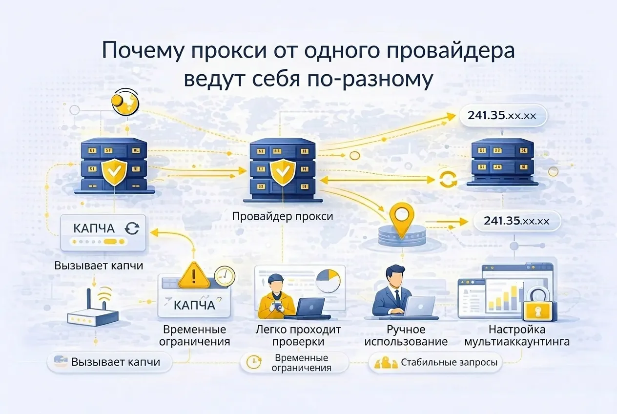 Почему прокси от одного провайдера ведут себя по-разному