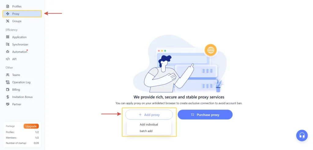 Добавление прокси в MoreLogin через раздел Proxy
