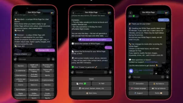 AI White Page Generator interface for creating white pages through a mobile application