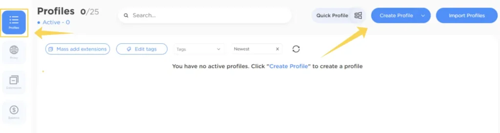 Creating a new profile in 0Detect