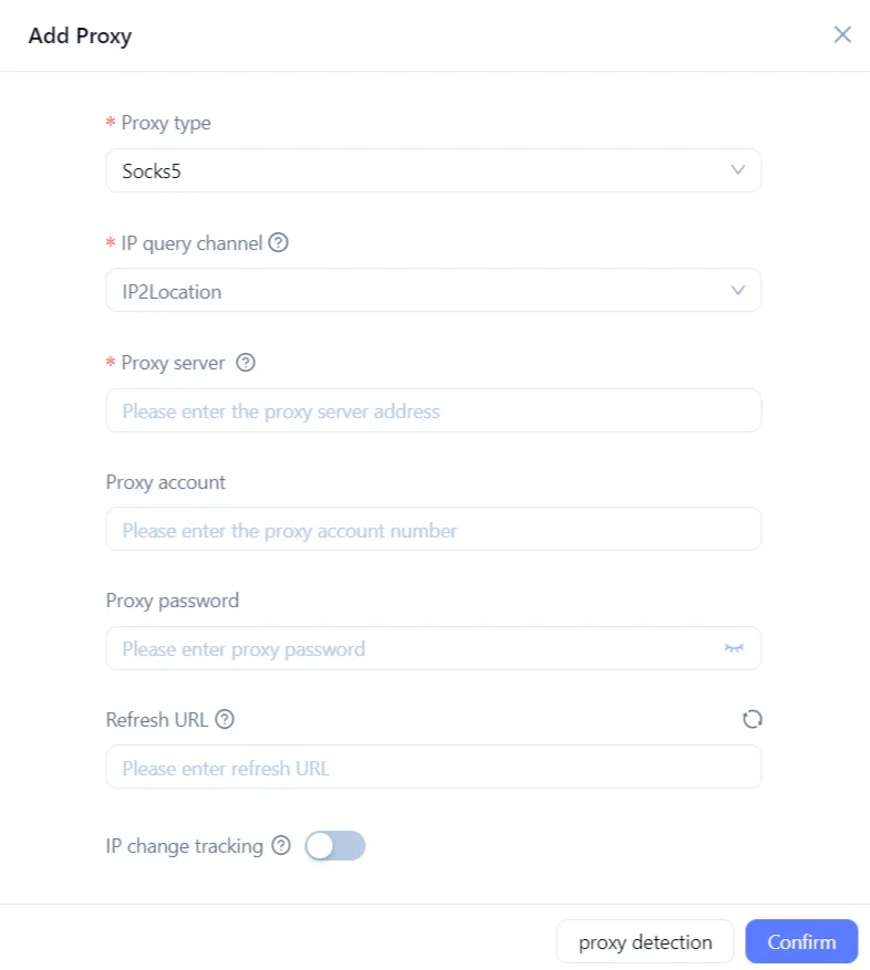 Ввод параметров прокси в MoreLogin — IP, порт, логин и пароль