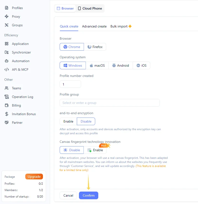 Базовая настройка профиля в MoreLogin перед добавлением прокси