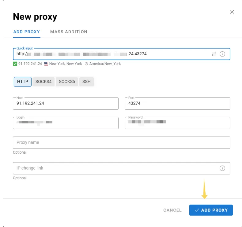 Setting up a new proxy in Dolphin Anty