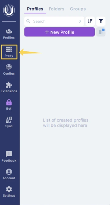Navigating to the Proxy Manager section in the Undetectable interface.