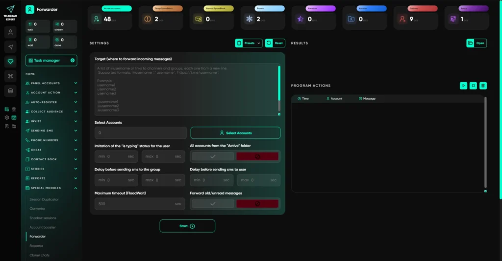 TelegramExpert Forwarder module for automatically forwarding messages between Telegram chats and channels.