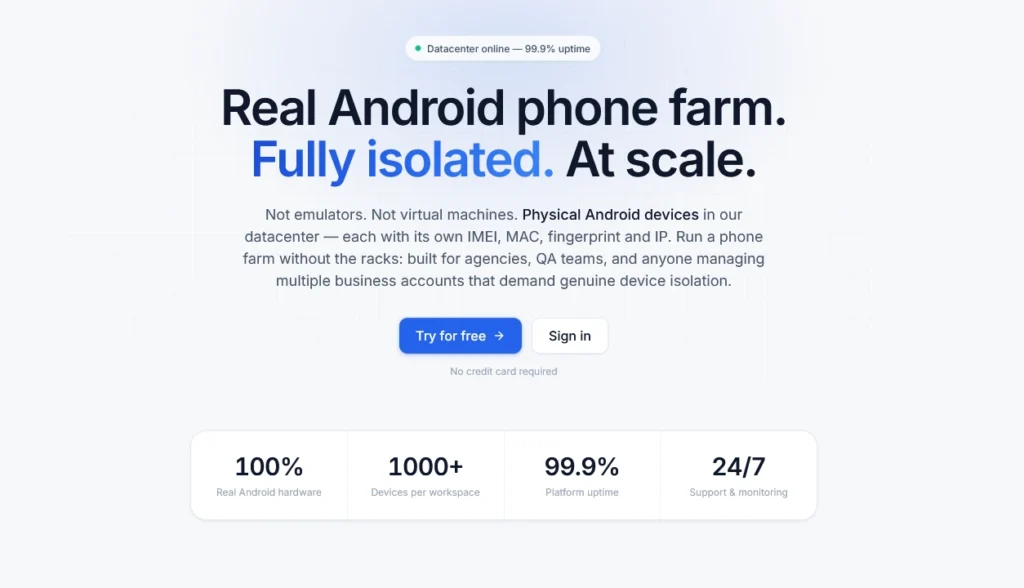 DeviceFarm physical Android phone farm for scalable device management