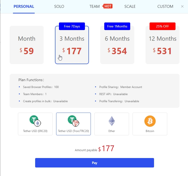 Lalicat pricing plans and payment methods