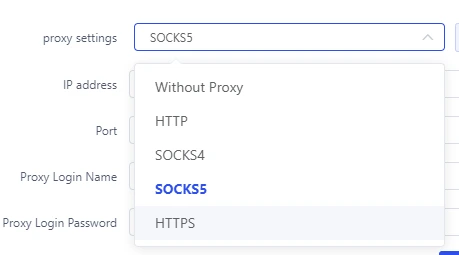 Selecting the SOCKS5 proxy protocol in Lalicat
