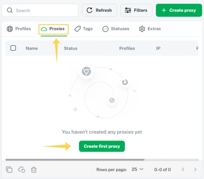 Creating a new proxy in Vision anti-detect browser