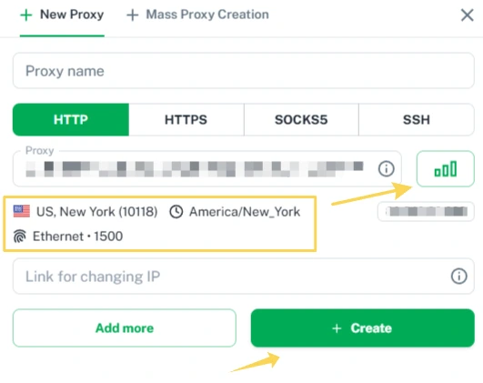 Checking a proxy connection in Vision anti-detect browser